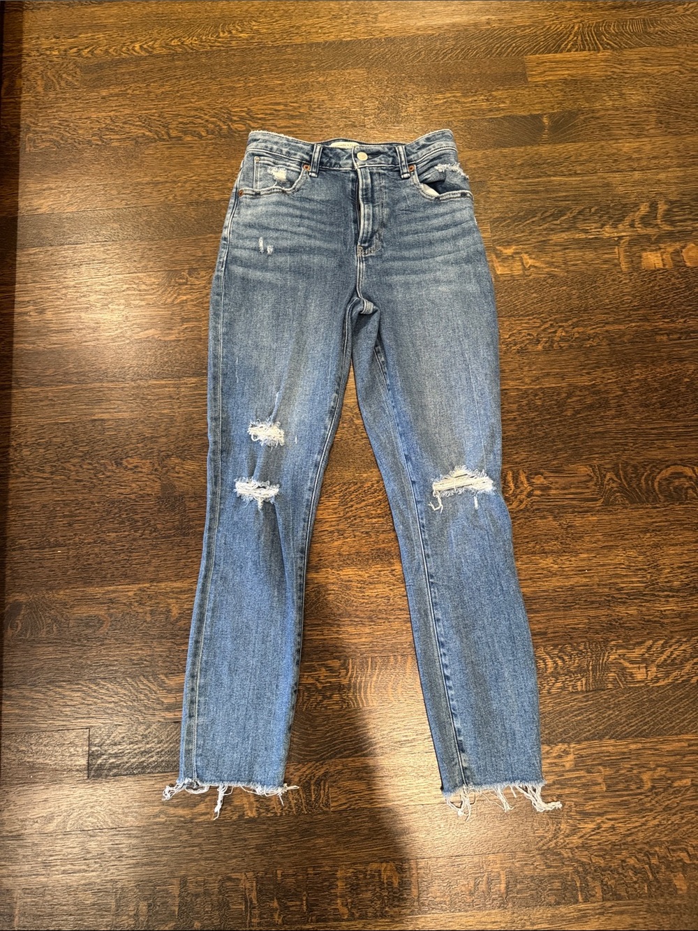 Abercrombie & Fitch Super Skinny Ankle High Rise Distressed Denim